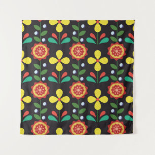 Vintage retro vintage flower vertical lines seamle tapestry