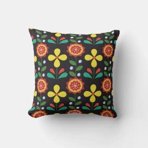 Vintage retro vintage flower vertical lines seamle throw pillow