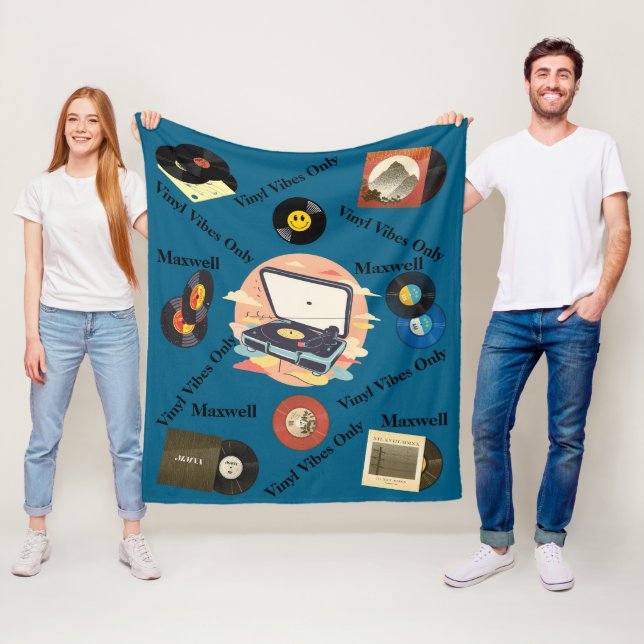 vintage retro vinyl Fleece Blanket (In Situ)