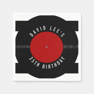 Vintage Retro Vinyl Record Personalized Party  Napkin