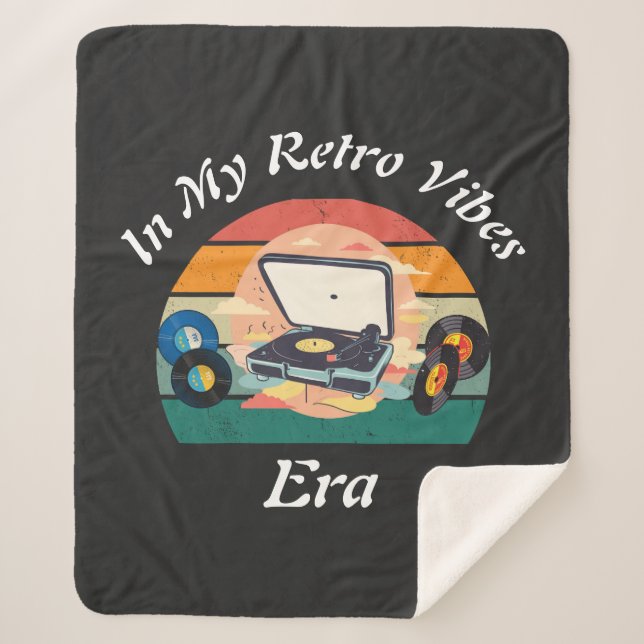 vintage retro vinyl Sherpa Blanket (Front)