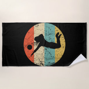 Vintage Retro Volleyball Player Beach Towel