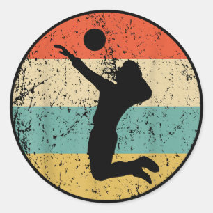 Vintage Retro Volleyball Player Classic Round Sticker