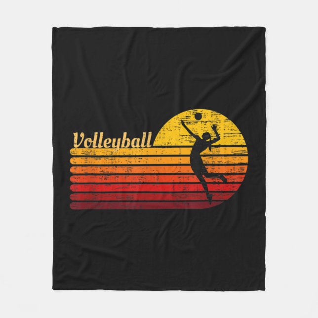 Vintage Retro Volleyball Player Graphic  Fleece Blanket (Front)