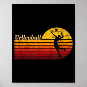 Vintage Retro Volleyball Player Graphic  Poster