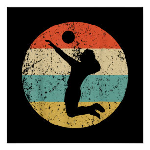 Vintage Retro Volleyball Player Poster