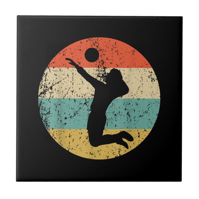 Vintage Retro Volleyball Player Tile (Front)