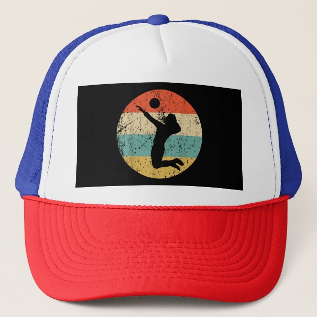 Vintage Retro Volleyball Player Trucker Hat (Front)
