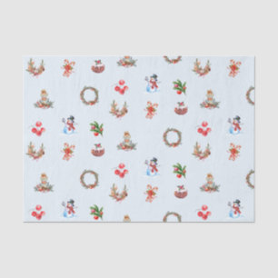 Vintage Retro Watercolor Christmas Collage    Tissue Paper