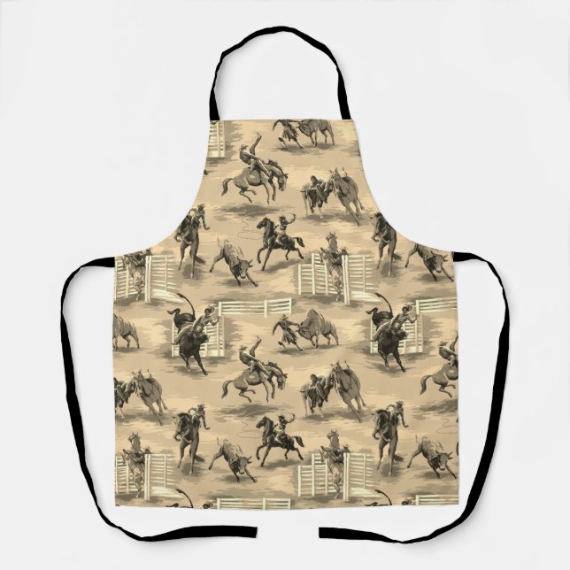 Vintage Retro Western Rodeo Cowboy Apron (Front)