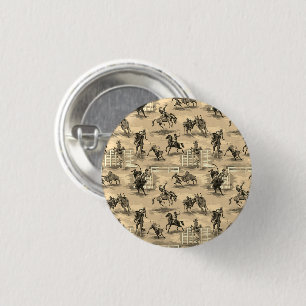 Vintage Retro Western Rodeo Cowboy Pinback 1 Inch Round Button
