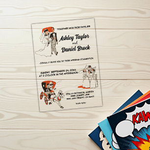 Vintage Retro Whimsical 50s Comic-Themed Wedding Acrylic Invitations