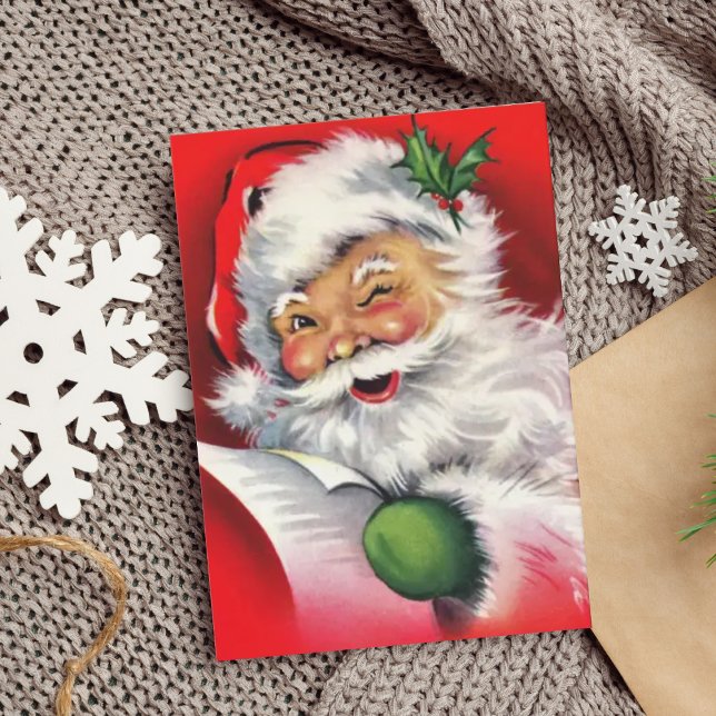 Vintage Retro Winking Santa Claus Card (Creator Uploaded)