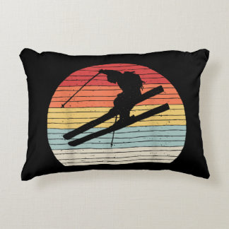 Vintage Retro Winter Sports Skiing Accent Pillow