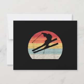 Vintage Retro Winter Sports Skiing RSVP Card