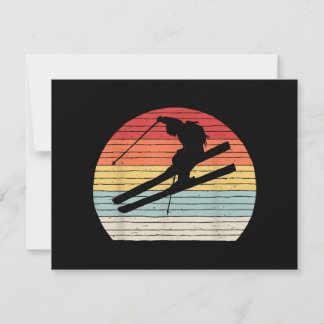 Vintage Retro Winter Sports Skiing Thank You Card