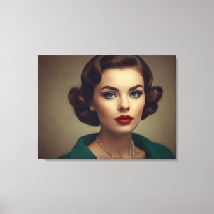 Vintage retro woman canvas print