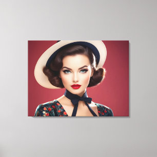 Vintage retro woman canvas print