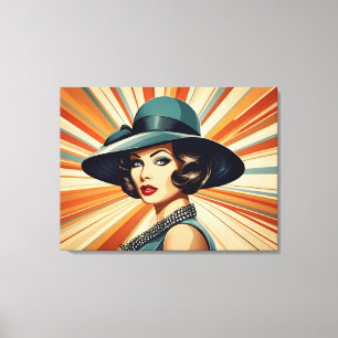 Vintage retro woman canvas print