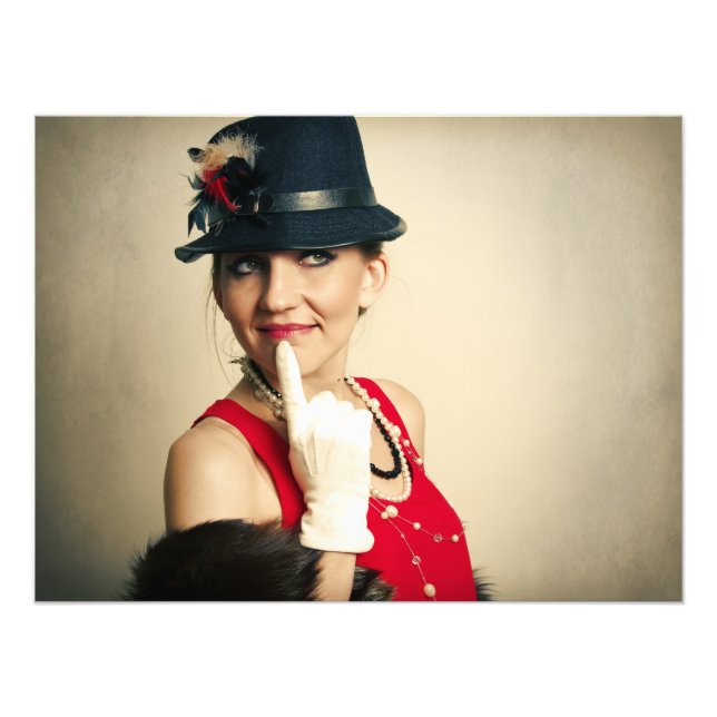 Vintage retro woman photo print (Front)