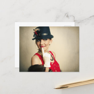 Vintage retro woman postcard
