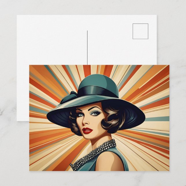 Vintage retro woman postcard (Front/Back)