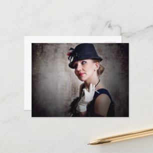 Vintage retro woman postcard