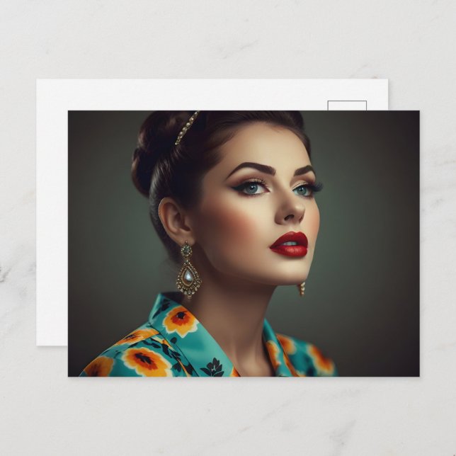 Vintage retro woman postcard (Front/Back)