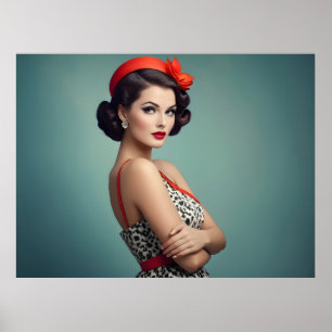 Vintage retro woman poster