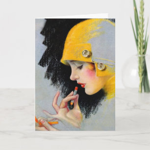 Vintage Retro Women 20s Hollywood Lipstick Girl Card