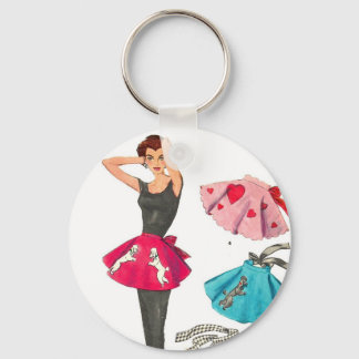 Vintage Retro Women 50s Fashion Poodle Skirt Apron Keychain