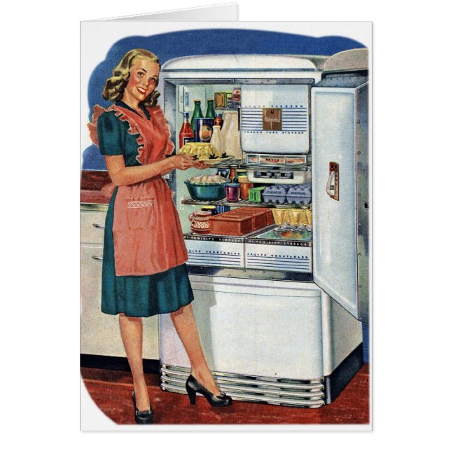 Vintage Retro Women 50s Kitchen Full Refrigerator (Front)