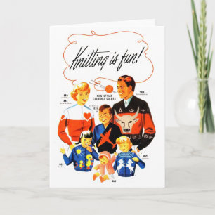 Vintage Retro Women 60s Knitting is Fun! Card