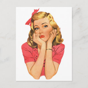 Vintage Retro Women Advertisement Girl 'Whatever' Postcard