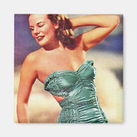 Vintage Retro Women Kitsch Forties Swimsuit Girl