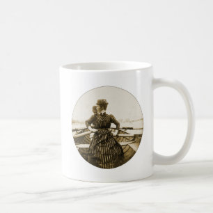 Vintage Retro Women Photo Row Row Row Your Boat Coffee Mug