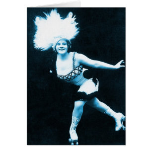 Vintage Retro Women Rollerskating Queen
