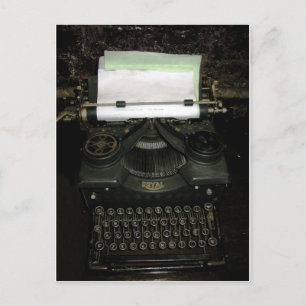 Vintage retro writing machine, typewriter postcard