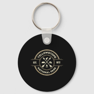Vintage Retro Yellowstone National Park Hiking  Keychain
