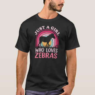 Vintage Retro Zebra  Just A Girl Who Loves Zebras T-Shirt