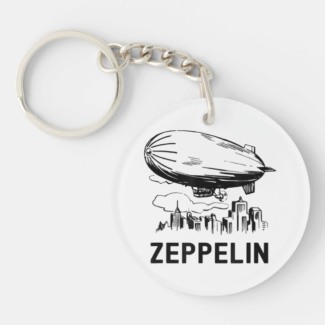 Vintage Retro Zeppelin - Dirigible Airship Sketch Keychain (Front)