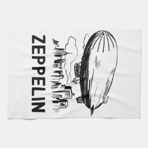 Vintage Retro Zeppelin - Dirigible Airship Sketch Kitchen Towel