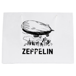 Vintage Retro Zeppelin - Dirigible Airship Sketch Large Gift Bag