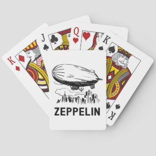 Vintage Retro Zeppelin - Dirigible Airship Sketch Playing Cards