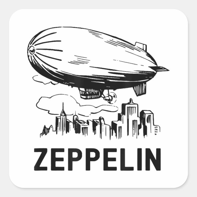Vintage Retro Zeppelin - Dirigible Airship Sketch Square Sticker (Front)