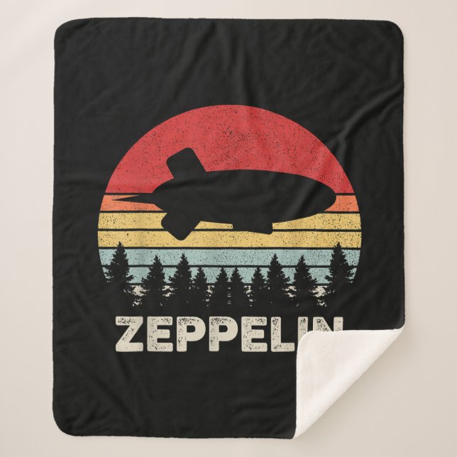 Vintage Retro Zeppelin Shirt Dirigible Airship Sherpa Blanket (Front)