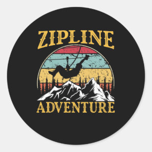 Vintage Retro Zipline Adventure Matching Zipline Classic Round Sticker