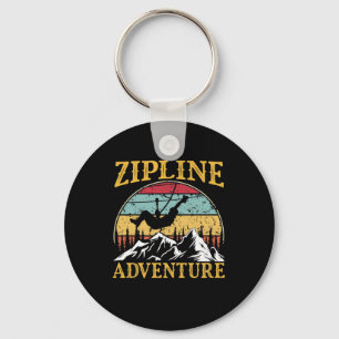 Vintage Retro Zipline Adventure Matching Zipline Keychain