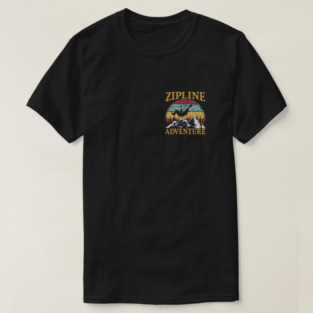 Vintage Retro Zipline Adventure Matching Zipline T-Shirt (Design Front)