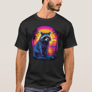 Vintage Retrowave Synthwave 80s Vaporwave Raccoon T-Shirt